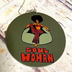 Green painted wood earrings brown